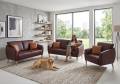 Vittoria Garnitur in Leder Rancho Brown mit Kissen in Leder Rancho Cognac
