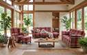 Recamiere und Sofa mit Cambridge plus Hocker in rotem Karobezugsstoff 6563128